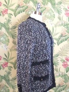 Castleberry Black Flecked Boucle Knit Jacket Blazer 12
