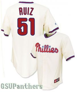 Carlos Ruiz Philadelphia Phillies Alternate Cream Mens Jersey Sz M 