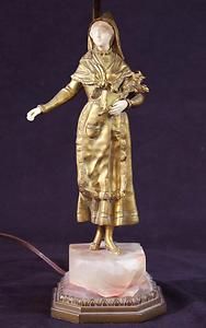 Antique French George Omerth Carved Ivory Gilt Dore Bronze Sculpture 