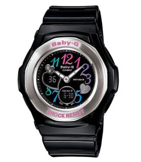 Casio BGA101 1B Womens Baby G Black Resin World Timer Alarm Watch 