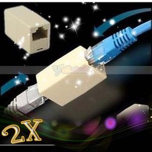 2X New RJ45 Cat 5 5e Ethernet LAN Cable Joiner Coupler Connector Free 