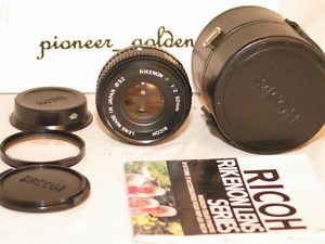 Pentax K Ricoh Mount Rikenon 50mm F2 Lens w Case