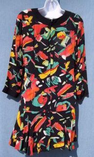Carole Little Artsy Colorful Abstract Embroidered Swing Dress 8 