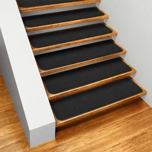 Set of 15 Skid Resistant Carpet Stair Treads Black Runner Rugs