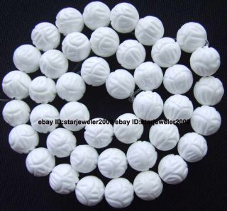 10mm Beautiful White Ocean Coral Round Carven Beads 15