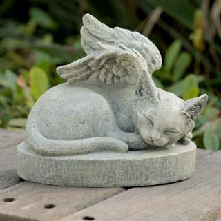 Cat Angel Wings Stone Pet Memorial Outdoor Statue Patio Garden Yard 