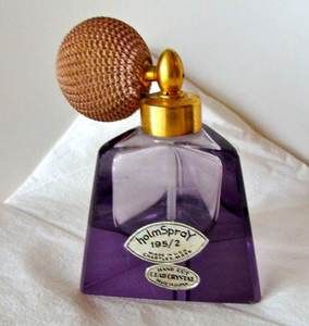 Vintage Holmspray Amethyst Purple Perfume Bottle Crysta