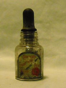Vintage Carters Fountain Pen Fluid Bottle w Glass Rubber Stopper Age 