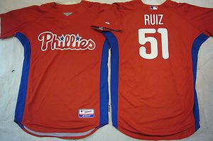 445 Majestic Phillies Carlos Ruiz Team issued Authentic Cool Base 