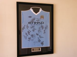 Manchester City Squad Signed Framed Shirt Autographs x19 League 