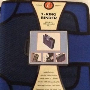 Case It 3 Ring Binder Built In Expandable File Royal Blue Great For 