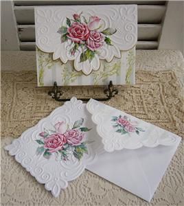 Carol Wilson FRENCH SCROLL ROSES 10 ct Blank Note Cards