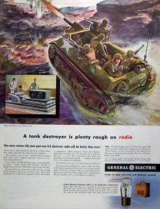 1943 GE Radios Tank Destroyer Vibration Test WWII Ad