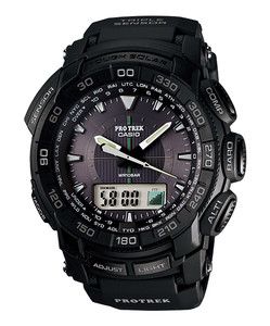 Casio ProTrek PathFinder PRG 550 1A Solar Triple Sensor Black Watch 