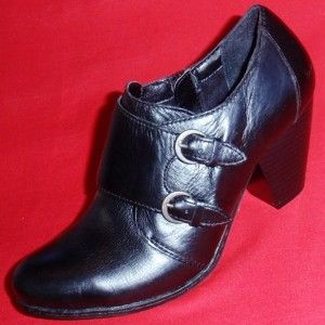New Womens BOC Born Cathleen Black Leather Heels Booties Casual Dress 