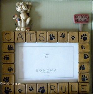 Sonoma Life Styles Cats Rule No Dogs Allowed Photo Frame New in Box 