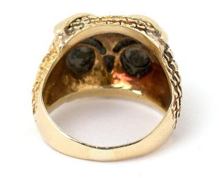 stylish vintage 14k yellow gold catseye dome top owl ring