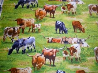 For your consideration is a great longhorn fabric from Elizabeths 