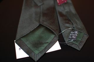 Holliday & Brown Davide Cenci Dark Green Solid Horizontal Rib Silk Tie 