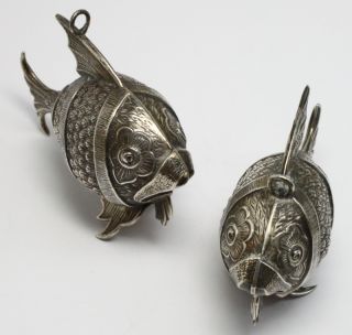 RARE 1972 RM Trush Cazenovia Sterling Silver Pair Fish Ornament Set 