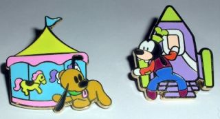   Disney 7 Pin Set Mickey Castle Pluto Donald Duck Chip Dale