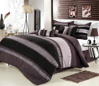 Castle Rock Purple, Silver, Lavenders King 7 Piece Comforter Bed In A 