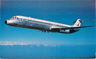 Vintage divided postcard of NORTH CENTRAL AIRLINES DC 9. Published 