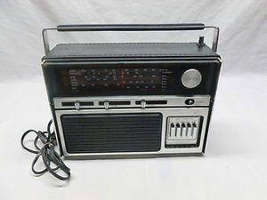   Retro Leather Wrapped Portable Transistor Radio Westminster CB Weather