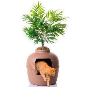 New Hidden Cat Litter Box w Hood Plant Pet