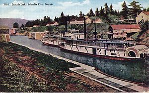 Vintage 1917 Cascade Locks Columbia River Oregon Postcard