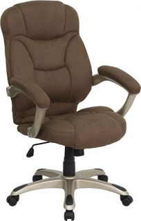 Brown Microfiber Fabric Computer Office Desk Chair