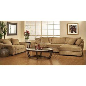 Tan Sectional with Chaise Chair Solid Hardwood