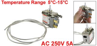 15 Celsius 2 Pin Refrigerator Thermostat w 1M Metal Cord