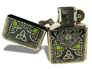 Celtic Get The Edge® Knotwork Irish Cross Lighter w Black Gift Tin 