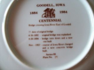   Goodell, Iowa Centennial Plate 1884 1984, Series III Plate #37