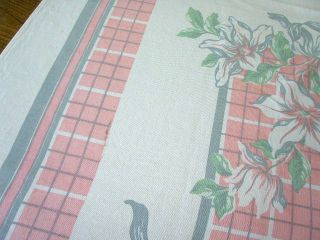 Vtg Tablecloth Pink French Ribbons Bows Lily Paris Apartment Garden 