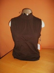Central Falls Sleeveless Brown Turtleneck Knit Top Cotton Spandex 