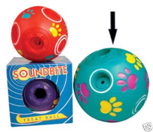 Soundbite Treat Ball Toy for Dogs Cats Makes Noises W17
