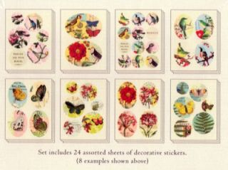 Cavallini Flora Fauna Stickers Assorted Label Set New