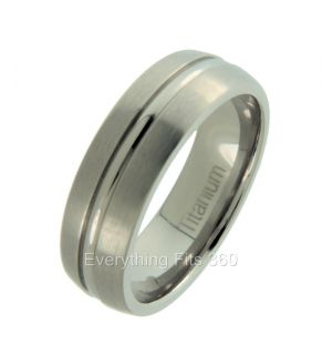 Titanium Wedding Ring w Center Ridge Comfort Fit 7mm Sizes 5 14