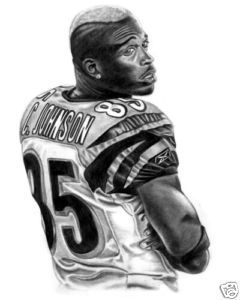 Chad Ochocinco Lithograph Poster in Bengals Jersey 4