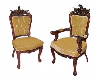 2137 Fabulous 8 Piece Carved Eagle Chair Set