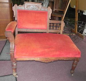    Pressed Back Oak Stick N Ball Settee Lounge Chair Victorian Loveseat