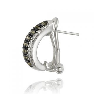 925 Silver 1 2ct Champagne Diamond Half Hoop Earrings
