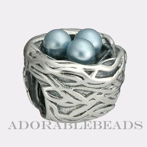 Authentic Chamilia Silver Robins Nest Pearl Bead