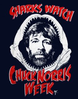 Chuck Norris Sharks Watch Chuck Week Funny Famous Icon T Shirt Tee 