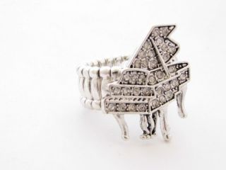 Piano Crystal Stretch Ring Fashion Jewelry