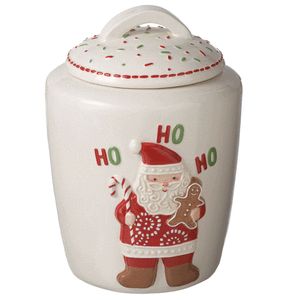   Claus HO HO HO Gingerbread Ceramic Cookie Jar Christmas New