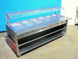 Electric Hot Food Buffet Steam Table Mobile 6 Wells 6 Compartments