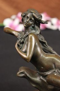 Art Nouveau Nude Lady Bronze Statue Sculpture Figurine Art Figure 